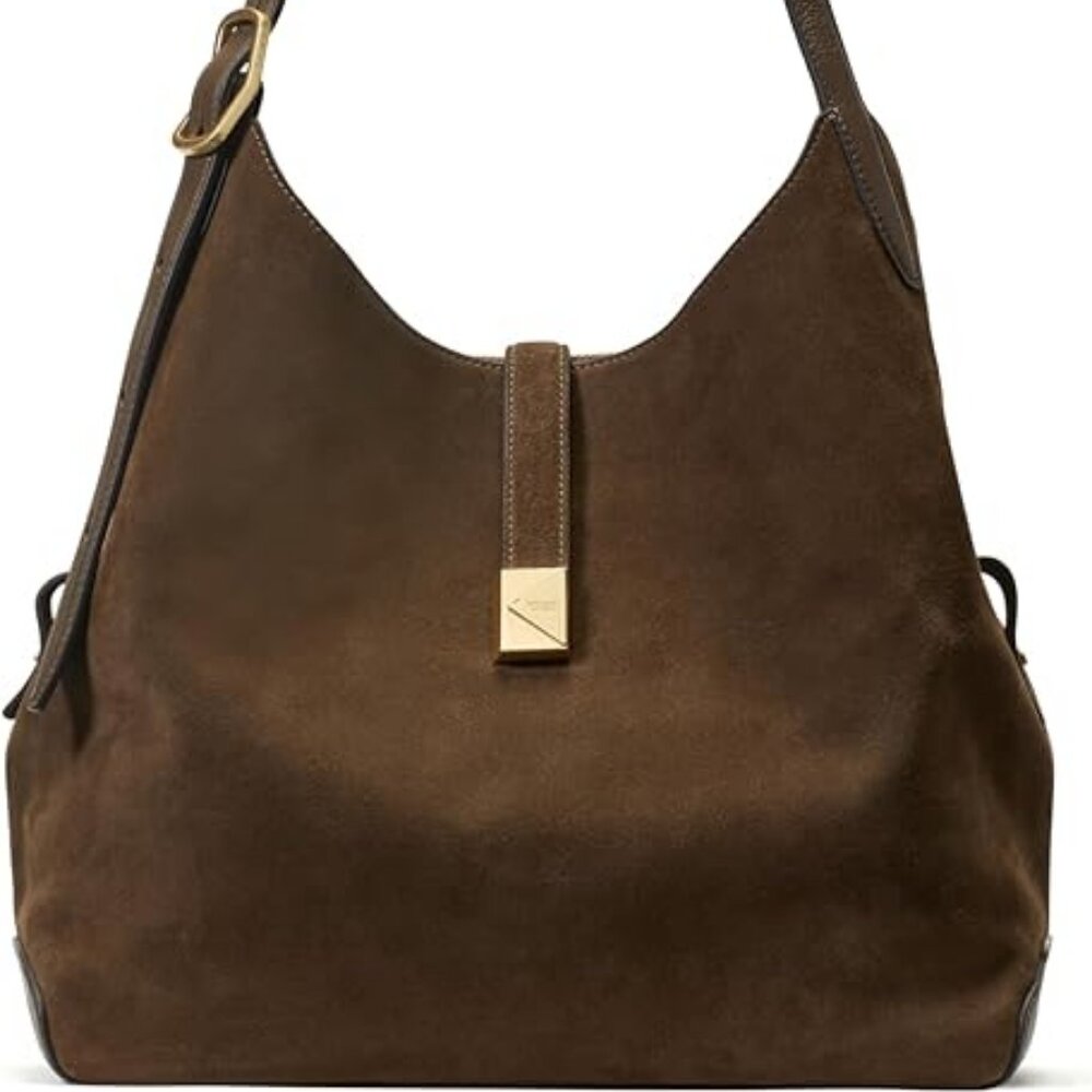 Kate Spade New York Deco Large Shoulder Bag • Pebbled Leather • Timeless Taupe